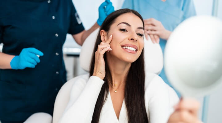 woman getting cosmetic consultation