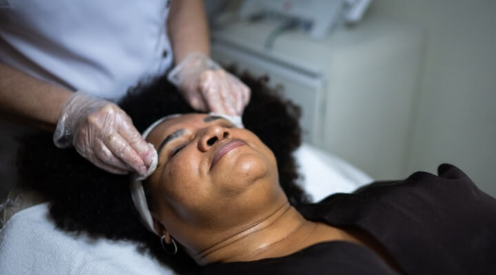 woman getting cosmetic consultation